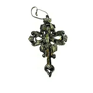 Vintage Gold Resin 5" Cross‎ Christmas Tree Ornament- Shatter Proof